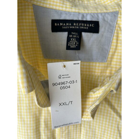 Banana Republic Shirt Mens XXL Tall Soft Wash Button Up Oxford Cotton Yellow - Picture 5 of 9